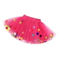 thumbnail image 1 of AJTQTH Toddler Mini Skirts Metallic Elastic Waistband Mesh Layered Cute Solid Color Skirts with Colorful Pom-Poms Accessories Short Skirts Hot Pink XL, 1 of 4