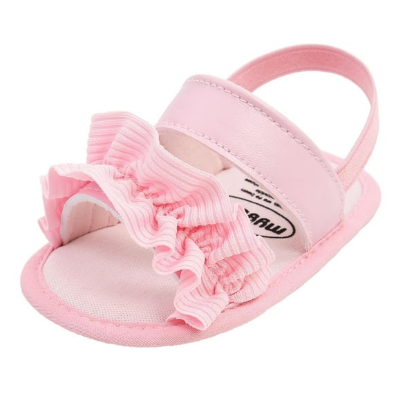 AJTQTH Toddler Shoes Mesh Ruffles Anckle Straped Slippers Soft Sole Summer Casual Lightweight Relaxed Fit Sandals Kids Baby Girls Boys Cute Beach Shoes Pink Size 13
