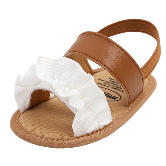 AJTQTH Toddler Shoes Mesh Ruffles Anckle Straped Slippers Soft Sole Summer Casual Lightweight Relaxed Fit Sandals Kids Baby Girls Boys Cute Beach Shoes Coffee Size 12