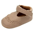 thumbnail image 1 of AJTQTH Toddler Soft Soled Sneakers Baby Buckle Velcro Staps Walking Shoes Ruffles Faux Leather Flat Shoes First Walkers Shoes Beige 0-6Months, 1 of 6