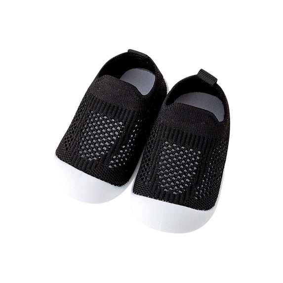 AJTQTH Toddler Walking Shoes Indoor Floor Mesh Knitting Hollowed Out Breathable Shoes Thick Soled Absorbent Anti-Slip Safety Sneakers Unisex Slip-On Shoes Black 15
