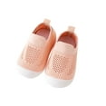 thumbnail image 1 of AJTQTH Toddler Walking Shoes Indoor Floor Mesh Knitting Hollowed Out Breathable Shoes Thick Soled Absorbent Anti-Slip Safety Sneakers Unisex Slip-On Shoes Pink 15, 1 of 4
