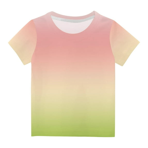 AJTQTH Tops for Girls Boys Cute Gradient Printed Short Sleevee Round Neck Tshirts Summer Cute Clothes Comfy Lightweight Relaxed Fit Outfits Blouses Tees Shirts Multicolor#03 13-14 Years