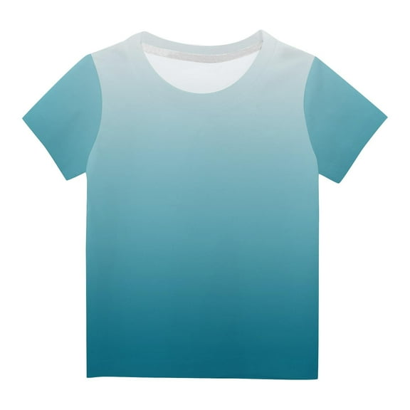 AJTQTH Tops for Girls Boys Cute Gradient Printed Short Sleevee Round Neck Tshirts Summer Cute Clothes Comfy Lightweight Relaxed Fit Outfits Blouses Tees Shirts Multicolor#05 13-14 Years