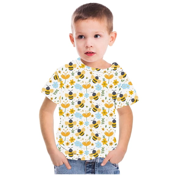 AJTQTH Tops for Kids Funny Cartoon Printed Tshirts Novelty Colorblocked Tees Round Neck Short-Sleeved Outfits Summer CasualClothes Outfits Shirts Blouses Multicolor#06 3 Years