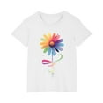 thumbnail image 1 of AJTQTH Tshirts for Girls Boys Kids Summer Cute Cotton Clothes Outfits Unisex Colorful Sunflower Print Tees Short Sleeve Round Neck Tops Shirts Blouses White 7 Years, 1 of 5