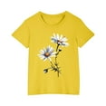 thumbnail image 1 of AJTQTH Tshirts for Girls Boys Kids Unisex Cute Floral Print Tees Short Sleeve Round Neck Tops Shirts Blouses Summer Cotton Comfortable Fit Clothes Outfits Yellow 5 Years, 1 of 5