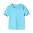 thumbnail image 1 of AJTQTH Tshirts for Kids Girls Boys Solid Color Summer Casual Cotton Comfy Clothes Outfits Tees Unisex Shrot-Sleeved Crewneck Tops Shirts Blouses Blue 3 Years, 1 of 3