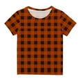 thumbnail image 1 of AJTQTH Tshirts for Kids Summer Lightweight Comfy Clothes Outfits Girls Boys Cute Plaid Pattern Short Sleeve Crewneck Tshirts Tees Shirts Blouses Tops Orange 4-5 Years, 1 of 5
