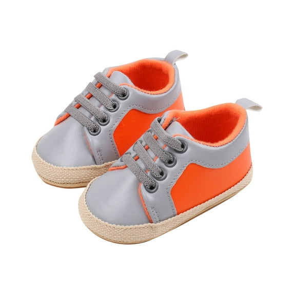 AJTQTH Walking Shoes for Kids Toddler Colorblocked Lace-Up Shoes Flat Slip Resistant Sneakers Baby Summer Casual Lightweight Comfortable Fit Girls Boys Shoes Orange 9 Months