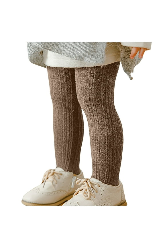 Winter Warm Leggings for Girls Kids Fleece Lined Tights Soft Stockings Pants Solid Color Stectchy Comfortable Fit Pantyhose for Winter Fall Brown M