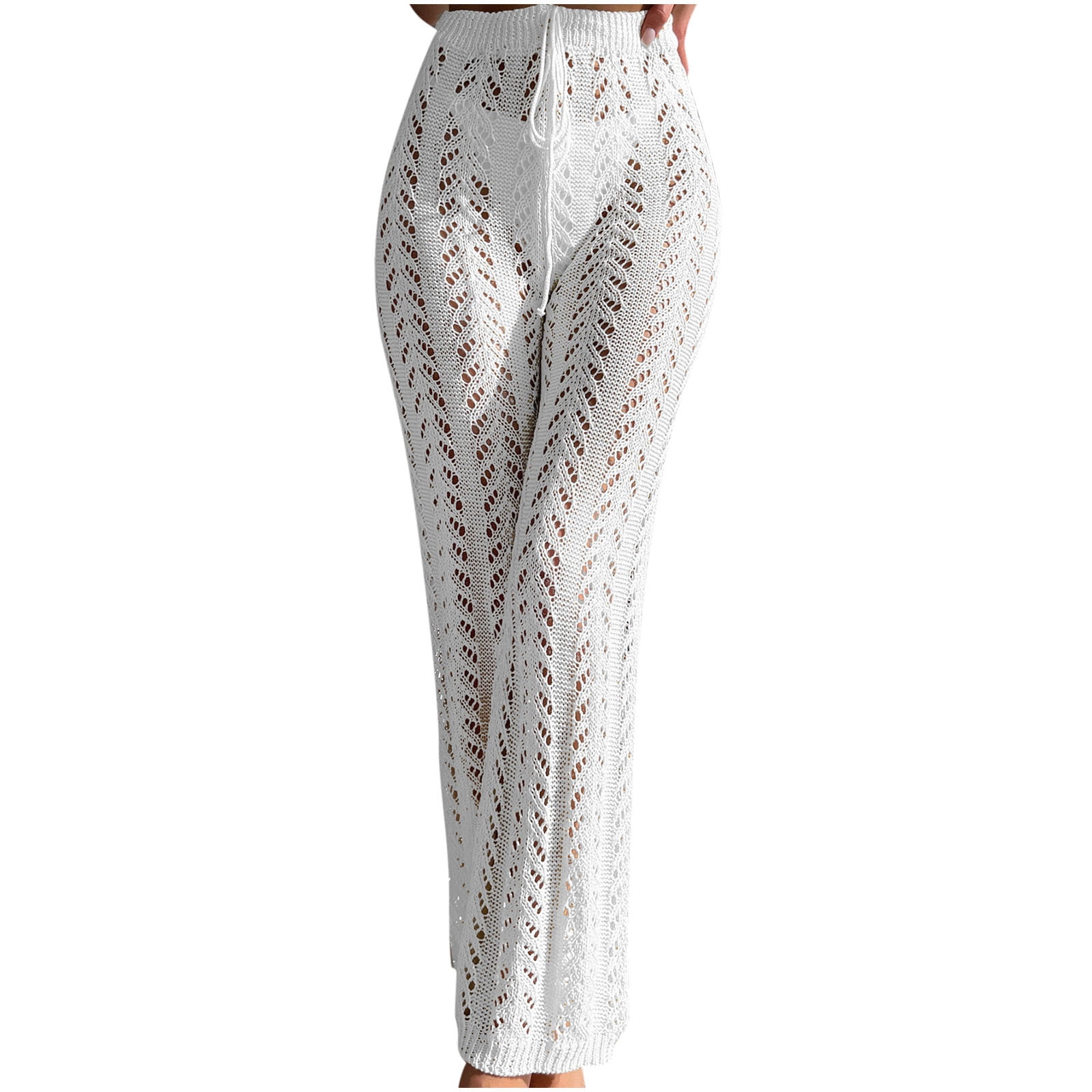 AJTQTH Women Beach Leggings Knitting Stylish Solid HollowOut High — free download