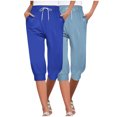 thumbnail image 1 of AJTQTH Women Capri Joggers 2-Pack Summer Casual Drawstring Yoga Pants Solid Color Workout Pants Wide-Leg Sweatpants with Pockets Multicolor#04 XXL, 1 of 9
