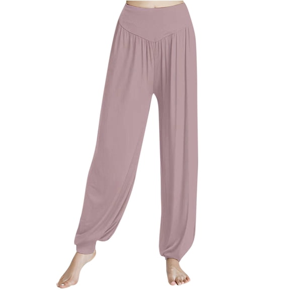 AJTQTH Women Plus Size Sweatpants Mid Waist Loose Solid Color Wide-Leg Joggers Modal Soft Breathable Sport Pants Yoga Pants Purple XL