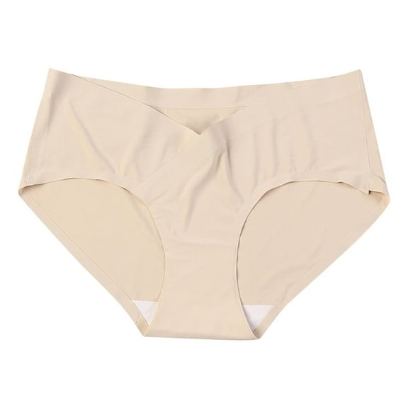 AJTQTH Women Plus Size Underpants Breathable High Waist Belly Support Adjustable Expression Cute Solid Color Pregnancy Briefs Underwear Khaki XXL