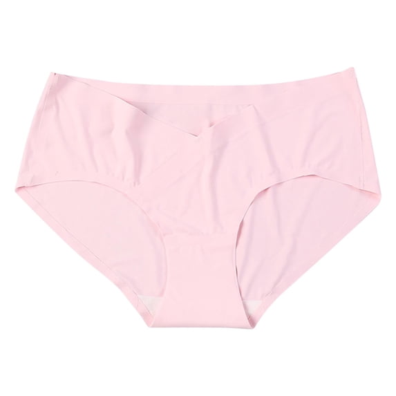 AJTQTH Women Plus Size Underpants Breathable High Waist Belly Support Adjustable Expression Cute Solid Color Pregnancy Briefs Underwear Pink XXXL