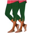 thumbnail image 1 of AJTQTH Women Skinny Leggings Capris Knitting Hollowed Summer Casual Tights Solid Elastic Waist Capri Pants with Pockets Yoga Pants Army Green M, 1 of 8