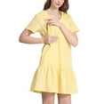thumbnail image 1 of AJTQTH Women Summer Sundress Plus Size Casual V-Neck Short Sleeve Gowns Breastfeeding Tiered Ruffles Mini Dress Solid Color Comfort Maternity Frocks Yellow XXXL, 1 of 7