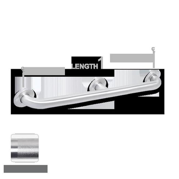 AJW 60 In. Concealed Snap Flange Grab Bar, Peened Grip - Configuration B