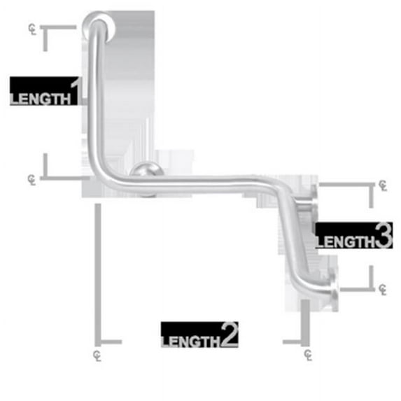 AJW UG120-L402032L 40 X 20 X 32 In. Exposed Flange, 1.25 In. Diameter Grab Bar - Configuration L