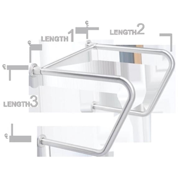 AJW UG120-O242416 24 X 24 X 16 In. Exposed Flange, 1.25 In. Diameter Grab Bar - Configuration O