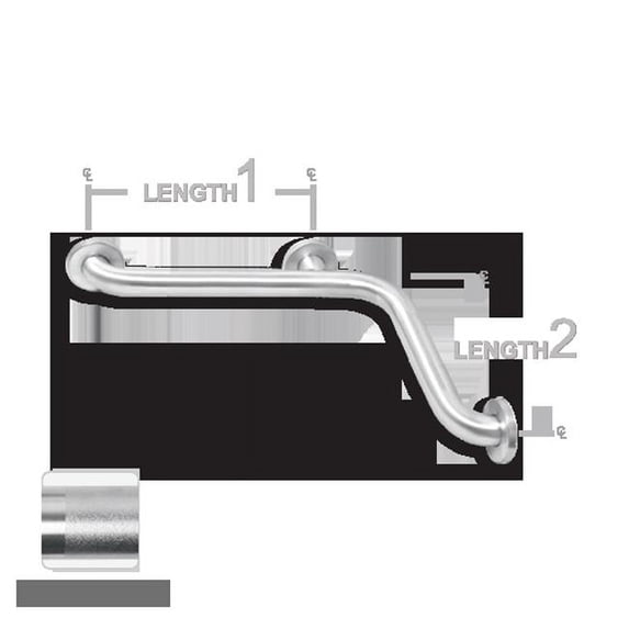 AJW UG20X-G5442 54 X 42 In. Concealed Set Screw Flange Grab Bar, Peened Grip - Configuration G