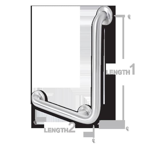 AJW UG3-K1632R 16 X 32 In. Concealed Snap Flange Right Grab Bar - Configuration K