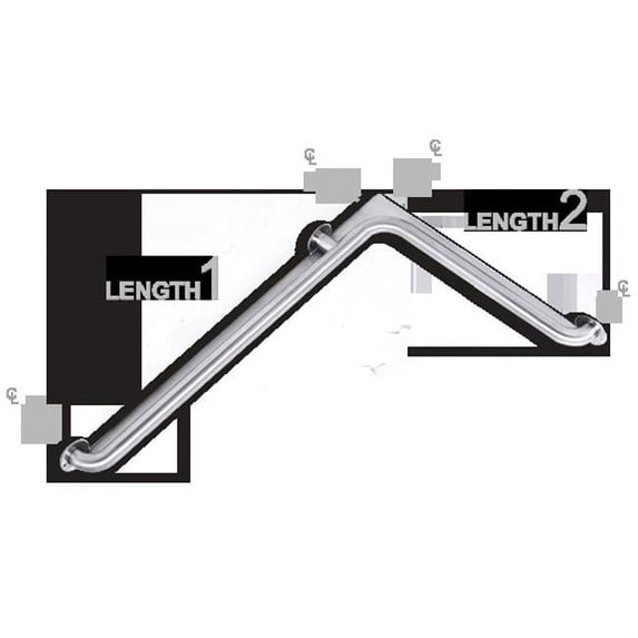AJW US130-G3624L 36 X 24 In. Exposed Flange, 1.5 In. Diameter Security Grab Bar - Configuration G