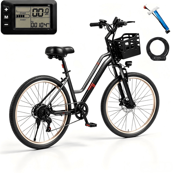 Electric Bike for Adults,26Electric Mountain Bike 576Wh Internal Battery & LCD Display, with 7-Speed, 20MPH,Ebike, 720W (Peak) Motor Commuter Electric Bicycle,UL2849