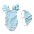 thumbnail image 1 of AJZIOJIRO 1-7Years Girls One-Piece Beach Swimsuits with Swim Caps Chidlren Sunsuit Summer Princess Beachwear Toddler Girls Ruffled Swimwear, 1 of 3