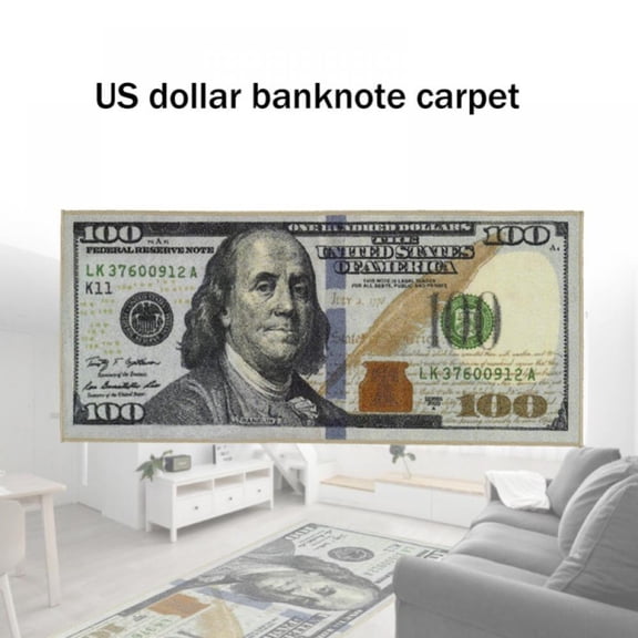 AJZIOJIRO 100 Dollar Rugs Big Rug Bedroom Area Rug One Hundred Dollar 100 Bill Print Non-slip Area Rug Modern Home Decor