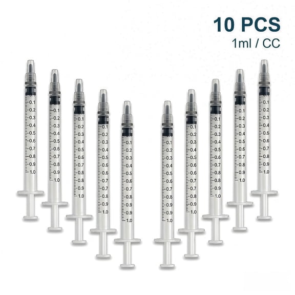 AJZIOJIRO 10PCS Syringe without Needle 1ML Disposable Syringes for Liquid Dispensing, Pet Feeding Essential Oil Refilling,Lab Measurement