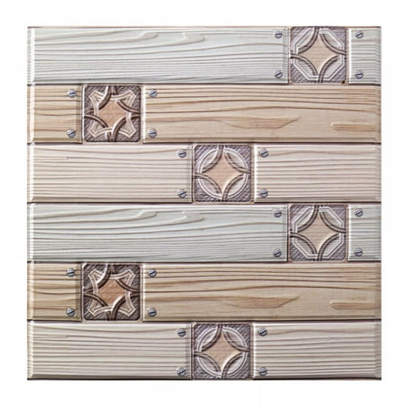AJZIOJIRO 1Pcs 3D Tile Stickers Splash-proof Imitation Wood PVC Wall Stickers Wall Panels 3D Wall Panel, 12x12in