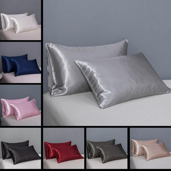 AJZIOJIRO 2 PCS Satin Silk Pillow Silk Pillowcase Soft and Smooth Luxury Satin Silk Pillowcase