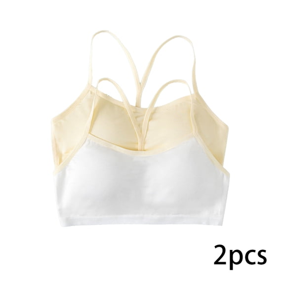 AJZIOJIRO 2 Pairs Kids Girls Seamless Stretch Bra Ultra Comfort Soft, Invisible Dig-Free Teen Bras with Removable Padding