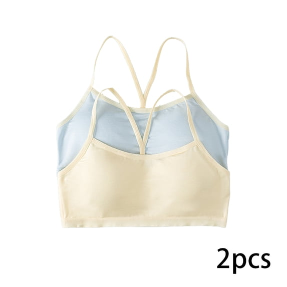 AJZIOJIRO 2 Pairs Kids Girls Seamless Stretch Bra Ultra Comfort Soft, Invisible Dig-Free Teen Bras with Removable Padding
