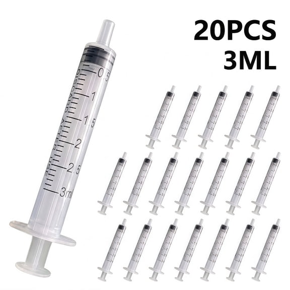 AJZIOJIRO 20pcs Transparent 3ml Plastic Syringes, Versatile Tool for Laboratory Work, Liquid Transfer, Pet Care, Glue Oil Application