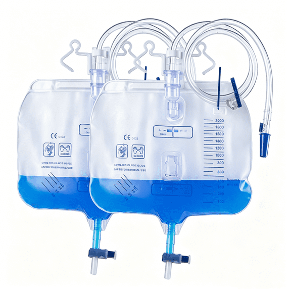 AJZIOJIRO 2Pcs  - Universal Urine Collection Bag For Both Men And Women, 2000ml Capacity, With Anti-Backflow Design, Thick Drainage Tube, Adjustable Clips And Hanging Hook.