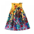 thumbnail image 1 of AJZIOJIRO 3-14Y Child Baby Girls Hanging Neck Beach Dress Clothing Floral Print Sleeveless Casual Dresses, 1 of 5
