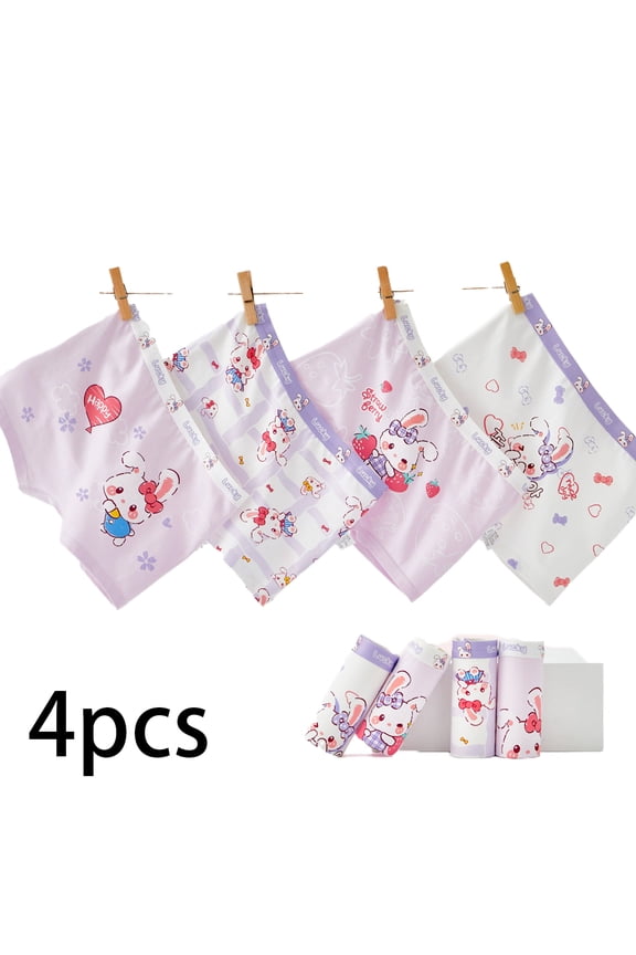 4PCS Kids Girls Soft Comfort Cotton Knickers Panties Baby Toddler Princess Underwear Assorted Short Panties 1-12Y