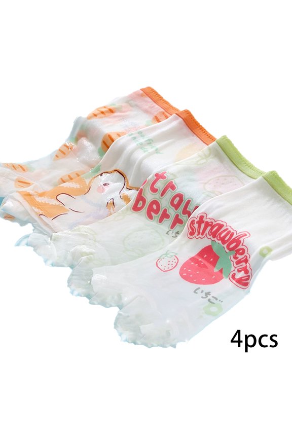 4PCS Toddler Kids Girls Cotton Briefs Pants Cotton + Spandex Underwear Pants Baby Cute Underwear Boxer Briefs 1-12T