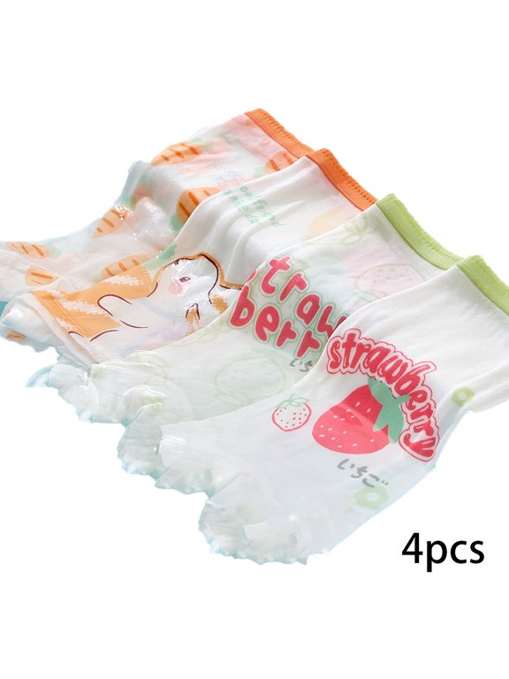 4PCS Toddler Kids Girls Cotton Briefs Pants Cotton + Spandex Underwear Pants Baby Cute Underwear Boxer Briefs 1-12T