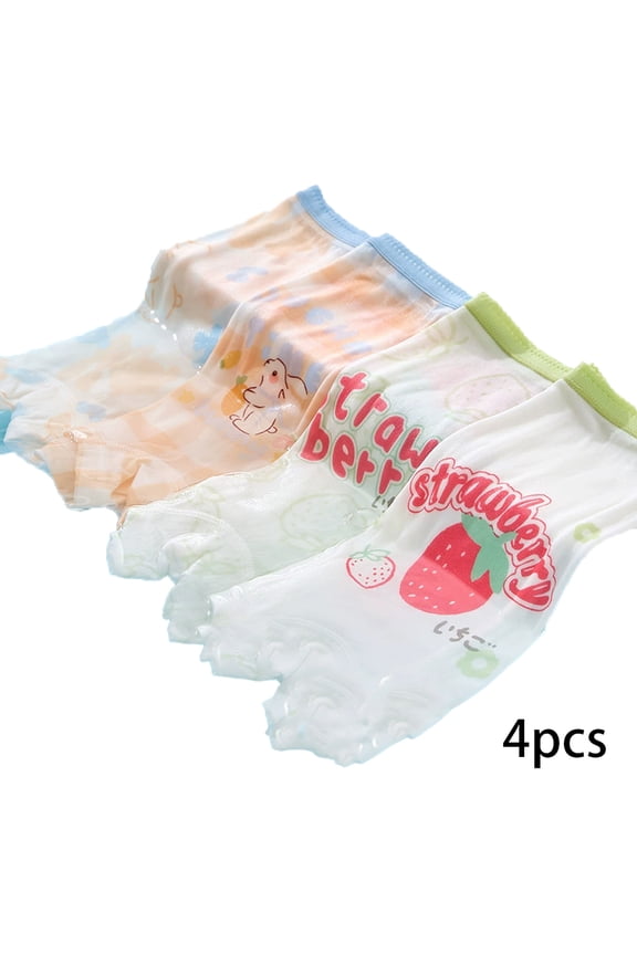 4PCS Toddler Kids Girls Cotton Briefs Pants Cotton + Spandex Underwear Pants Baby Cute Underwear Boxer Briefs 1-12T