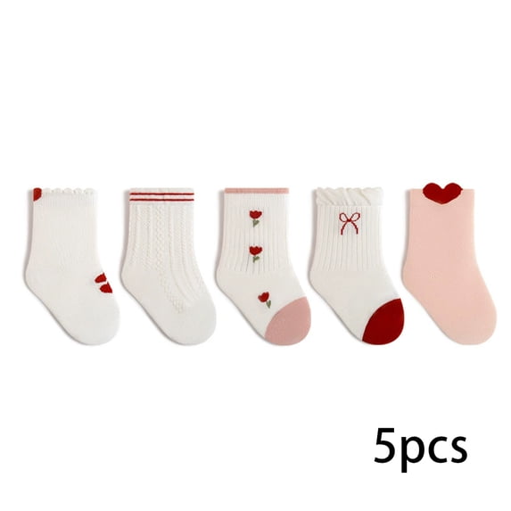 AJZIOJIRO 5 Pairs Baby Girls Knee High Long Socks for 0-8T Toddler Cartoon Cotton Socks Infant Boys Autumn Thigh High Socks