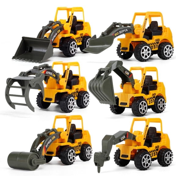 AJZIOJIRO 6Pcs Mini Construction Toy Car Set, Excavator, Forklift, Roller, Bulldozer, Children Toy