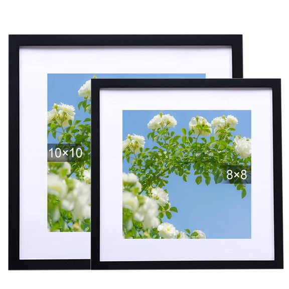AJZIOJIRO 6x8 Square Picture Frames Photo Frame Wooden Art Picture Frame With Mats 2IN1 Placed or Wall Hung