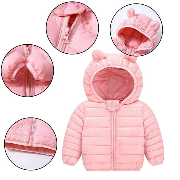 AJZIOJIRO 9M-5 Years Infant Boys Girls down Coat Hooded Jacket & Outerwear Coat for Toddler Kids Bear Ears Zipper up Jacket Kids Clothes