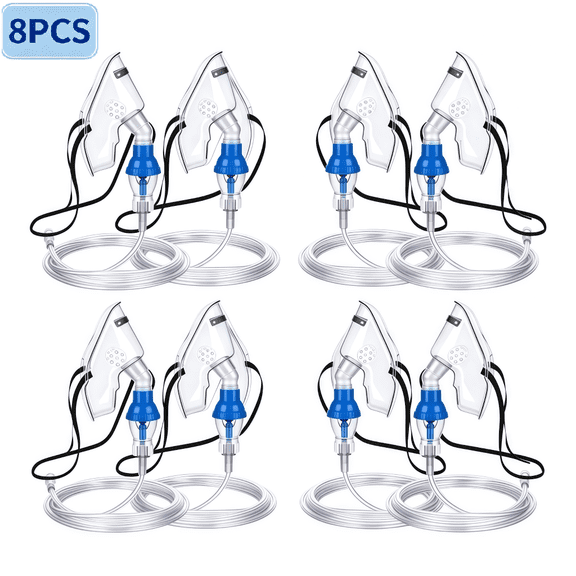 AJZIOJIRO Adult Kids Oxygen Mask Set 8PCS Adjustable Elastic Strap With Tubing Breathing Mask Set
