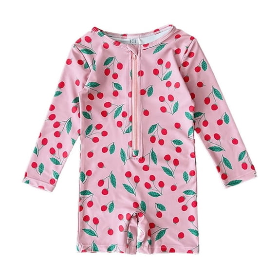 AJZIOJIRO Baby Girls Long Sleeve Bathing Suits Infant Summer Floral Swimsuit Toddler UPF 50+ Sun Protection Swimwear 6M-8T