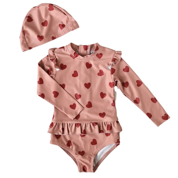 AJZIOJIRO Baby Girls Long Sleeve Ruffle Bathing Suits Toddler Infant Summer Floral Swimsuit UPF 50+ Sun Protection Swimwear 6M-8T